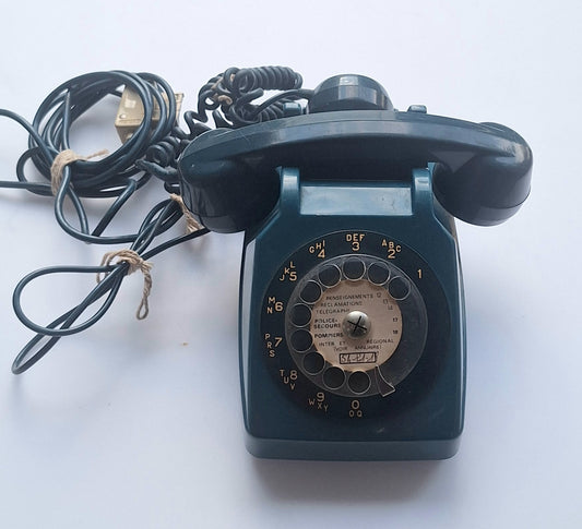 Téléphone fixe vintage bleu