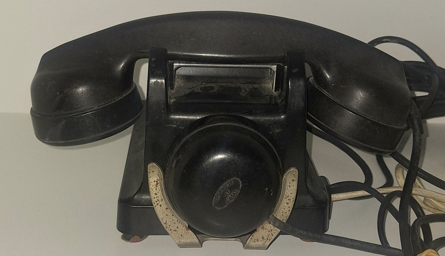 Téléphone fixe en bakélite noir
